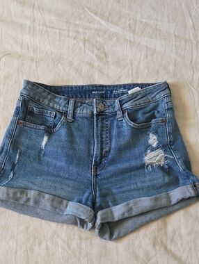 Old Navy Blue Distressed Rolled-Hem Denim Shorts